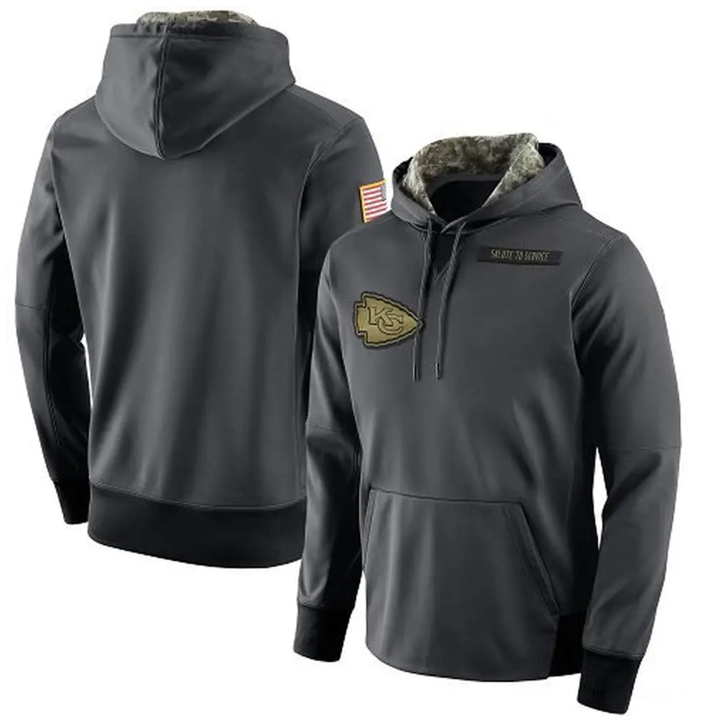 Kooe KC.Chiefs Gray Salute to Service Hoodies Limited Game Blank Player Stitched Jerseys