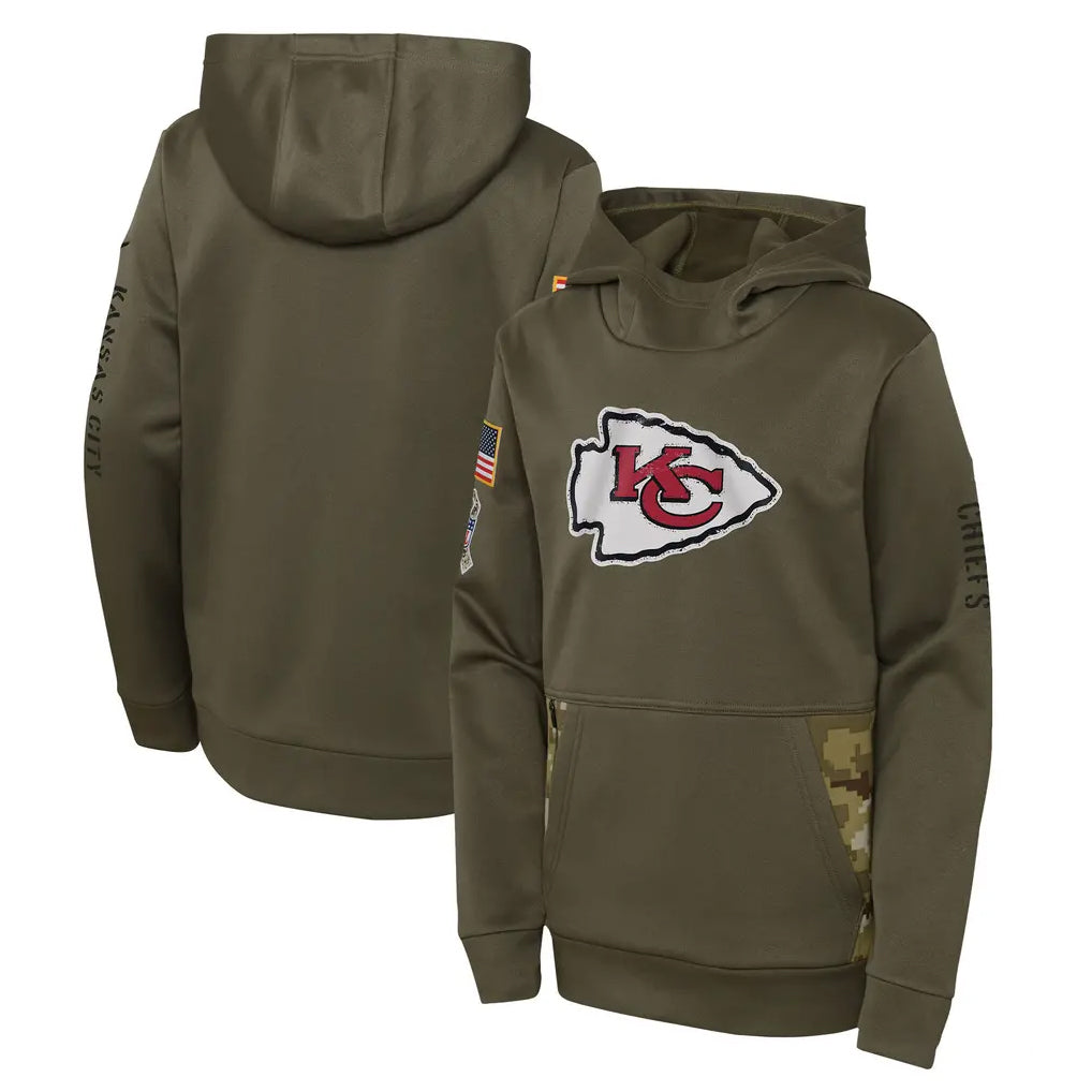 Kooe KC.Chiefs Olive Salute to Service Therma Performance Pullover Hoodie Limited Game Stitched Jerseys