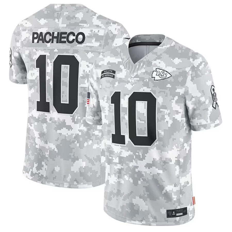 Kooe KC.Chiefs #10 Isiah Pacheco Player Arctic Camo Salute to Service Limited Stitched Jerseys