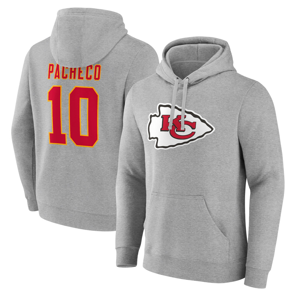 Kooe KC.Chiefs #10 Isiah Pacheco Player Gray Pullover Hoodies Stitched Jerseys