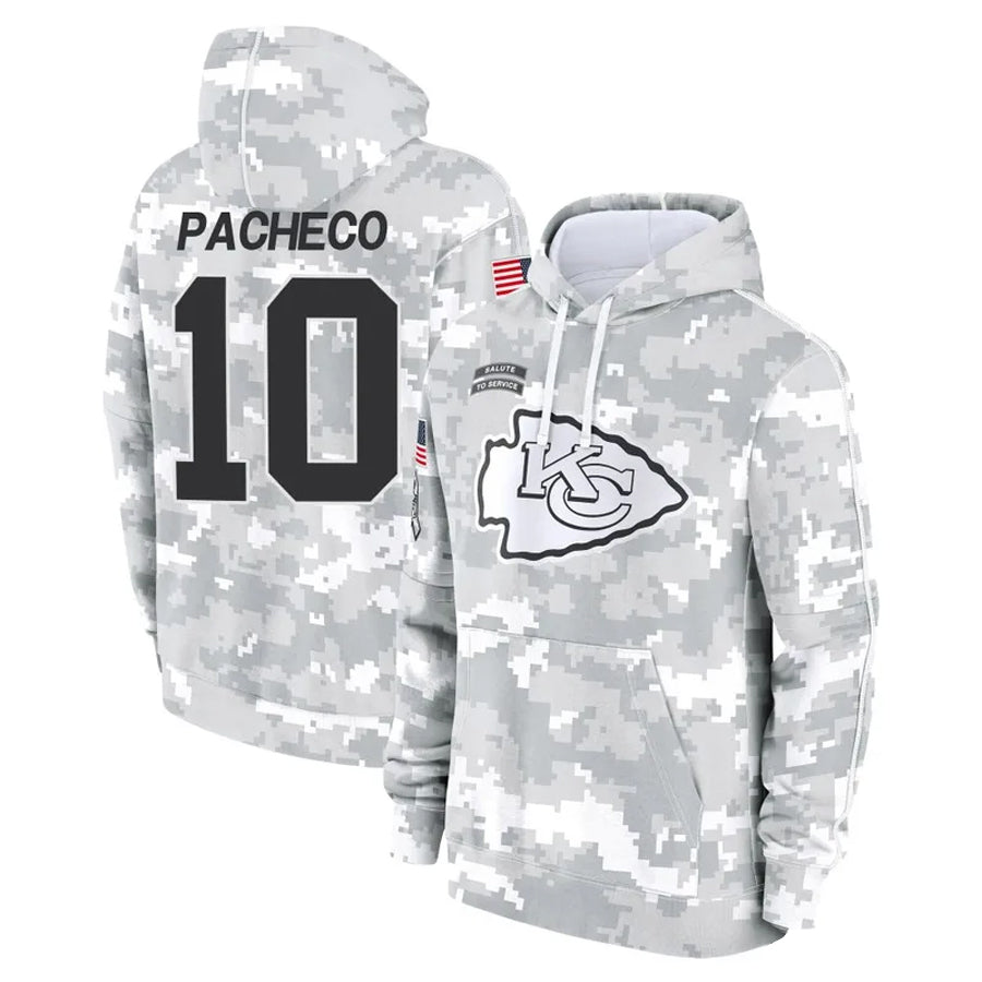 Kooe KC.Chiefs #10 Isiah Pacheco Player Salute to Service Hoodies Stitched Jerseys
