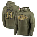 Kooe KC.Chiefs #14 Matt Araiza Player Olive Salute to Service Pullover Hoodies Home Game Stitched Jerseys