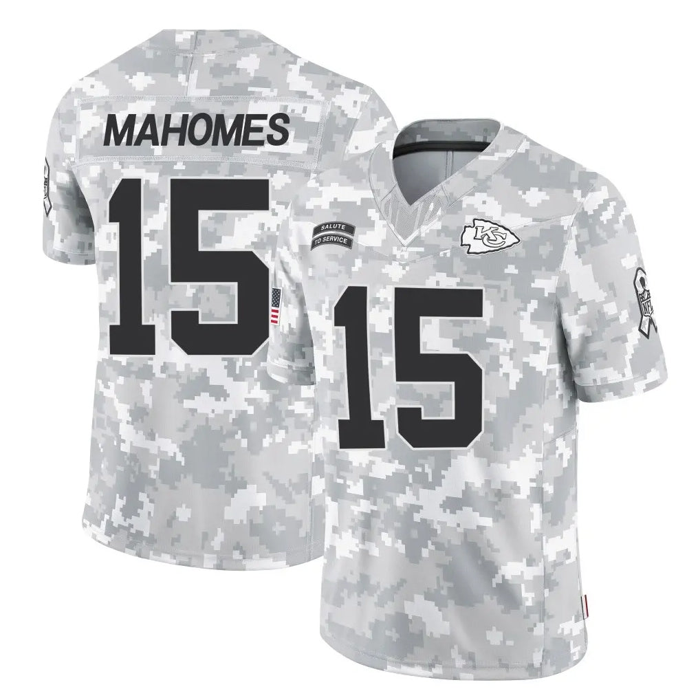 Kooe KC.Chiefs #15 Patrick Mahomes Player Arctic Camo Salute To Service Limited Game Stitched Jerseys