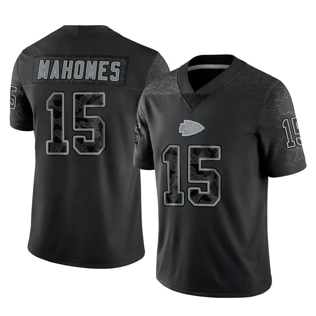 Kooe KC.Chiefs #15 Patrick Mahomes Player Black Limited Reflective Game Stitched Jerseys