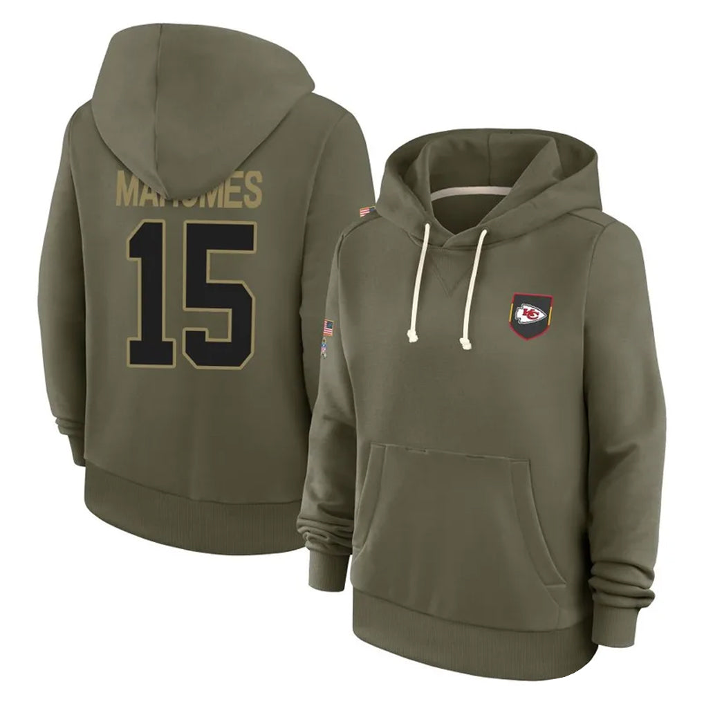 Kooe KC.Chiefs #15 Patrick Mahomes Player Olive Salute to Service Hoodies Stitched Jerseys