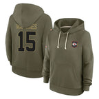 Kooe KC.Chiefs #15 Patrick Mahomes Player Olive Salute to Service Hoodies Stitched Jerseys