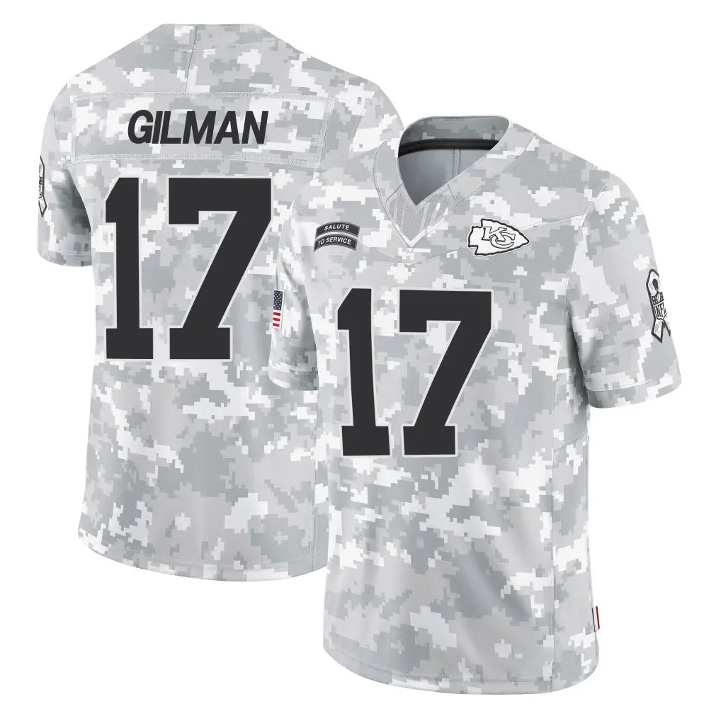 Kooe KC.Chiefs #17 Alohi Gilman Player Arctic Camo Salute To Service Limited Game Stitched Jerseys