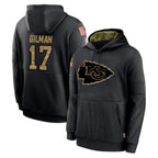 Kooe KC.Chiefs #17 Alohi Gilman Player Black Salute to Service Hoodies Limited Game Stitched Jerseys