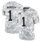 Kooe KC.Chiefs #1 Xavier Worthy Player Arctic Camo Salute To Service Limited Game Stitched Jerseys
