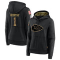 Kooe KC.Chiefs #1 Xavier Worthy Player Black Salute to Service Hoodies Stitched Jerseys