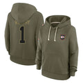 Kooe KC.Chiefs #1 Xavier Worthy Player Olive Salute to Service Hoodies Stitched Jerseys