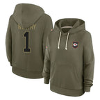 Kooe KC.Chiefs #1 Xavier Worthy Player Olive Salute to Service Hoodies Stitched Jerseys