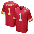 Kooe KC.Chiefs #1 Xavier Worthy Player Red Home Game Stitched Jerseys
