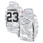 Kooe KC.Chiefs #23 Drue Tranquill Player Arctic Camo Salute to Service Hoodies Limited Game Stitched Jerseys
