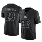 Kooe KC.Chiefs #23 Drue Tranquill Player Black Limited Reflective Game Stitched Jerseys