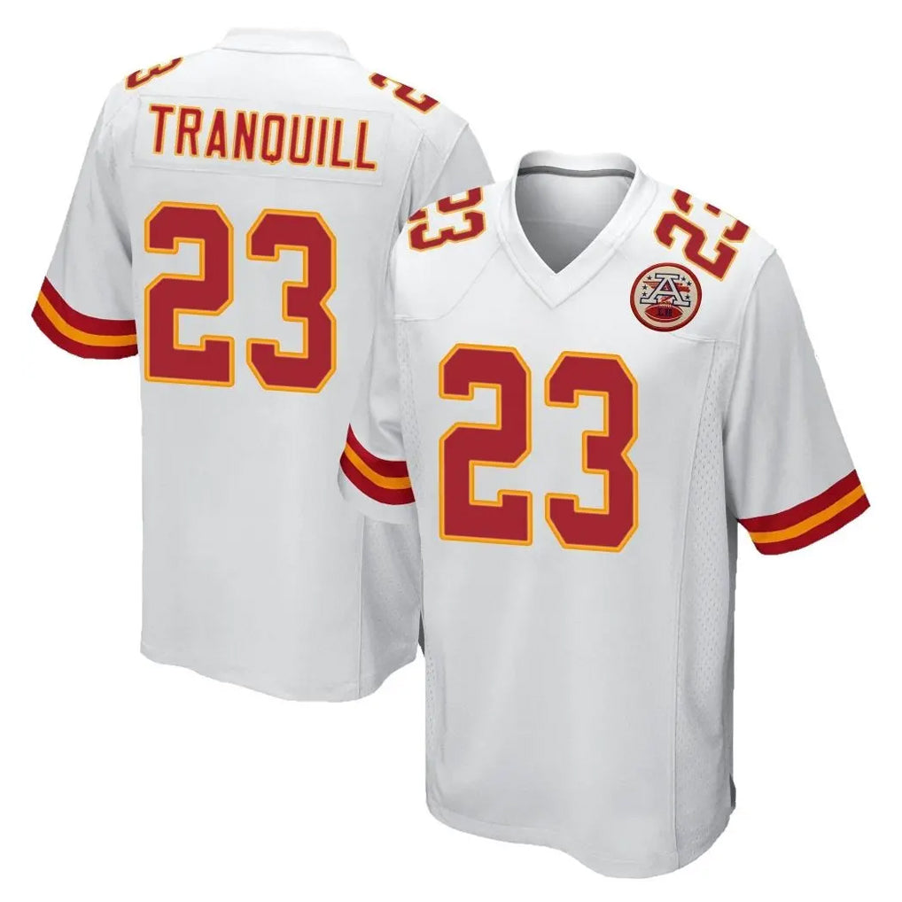 Kooe KC.Chiefs #23 Drue Tranquill Player White Home Game Stitched Jerseys