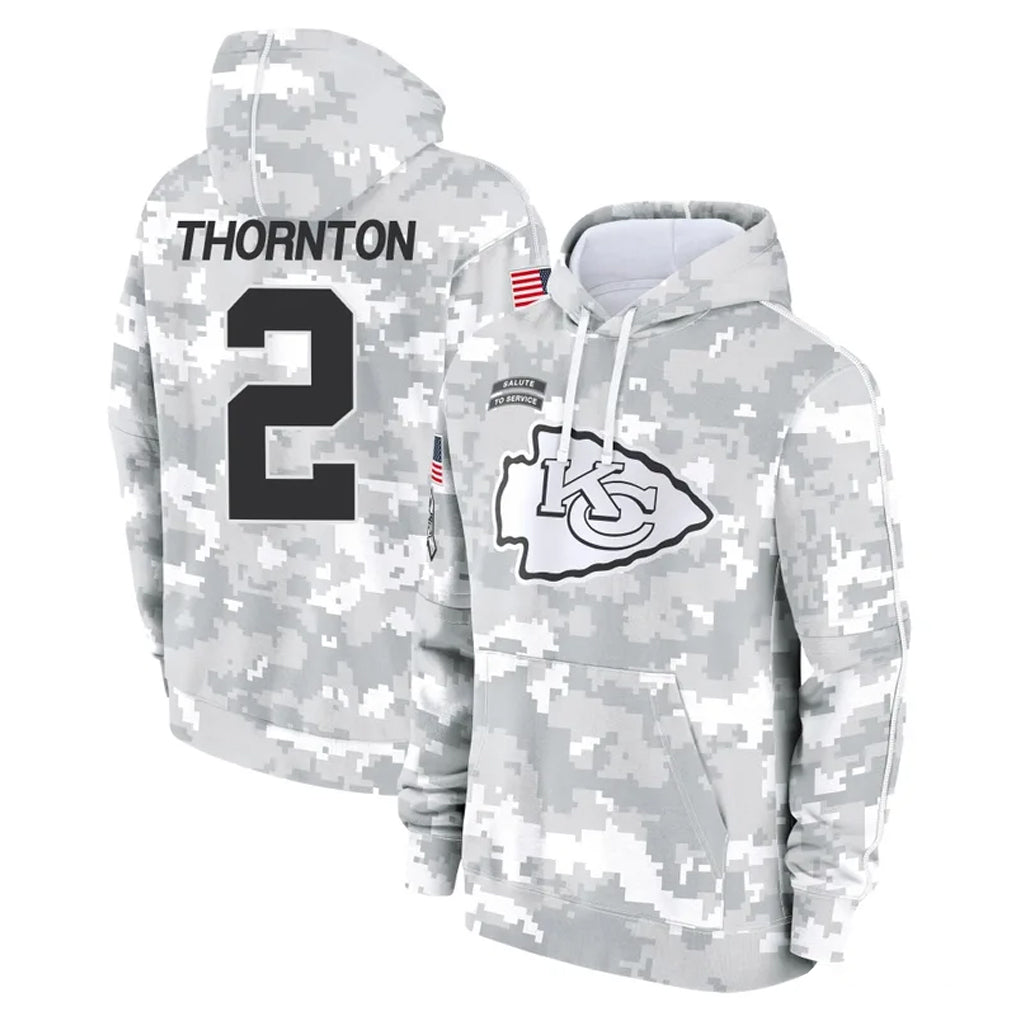 Kooe KC.Chiefs #2 Tyquan Thornton Player Arctic Camo Salute to Service Hoodies Limited Game Stitched Jerseys