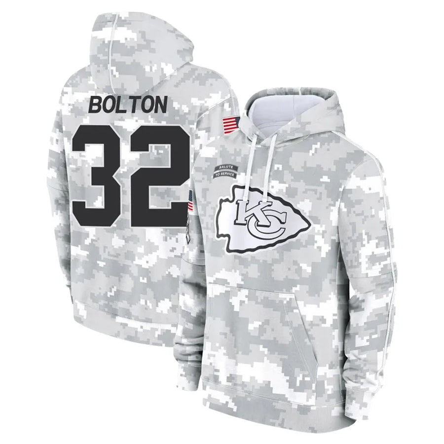 Kooe KC.Chiefs #32 Nick Bolton Player Salute to Service Hoodies Stitched Jerseys