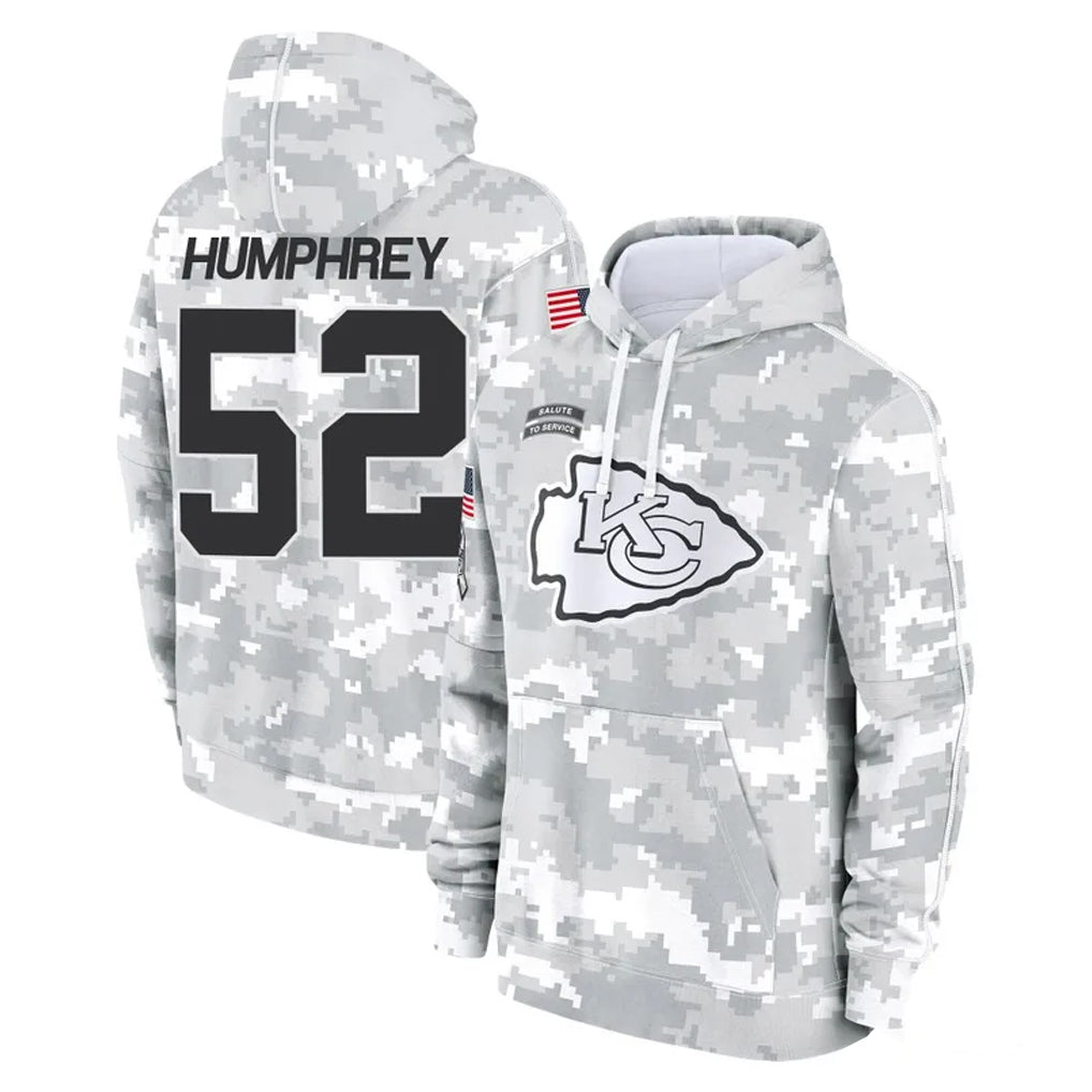 Kooe KC.Chiefs #52 Creed Humphrey Player Arctic Camo Salute to Service Hoodies Limited Game Stitched Jerseys