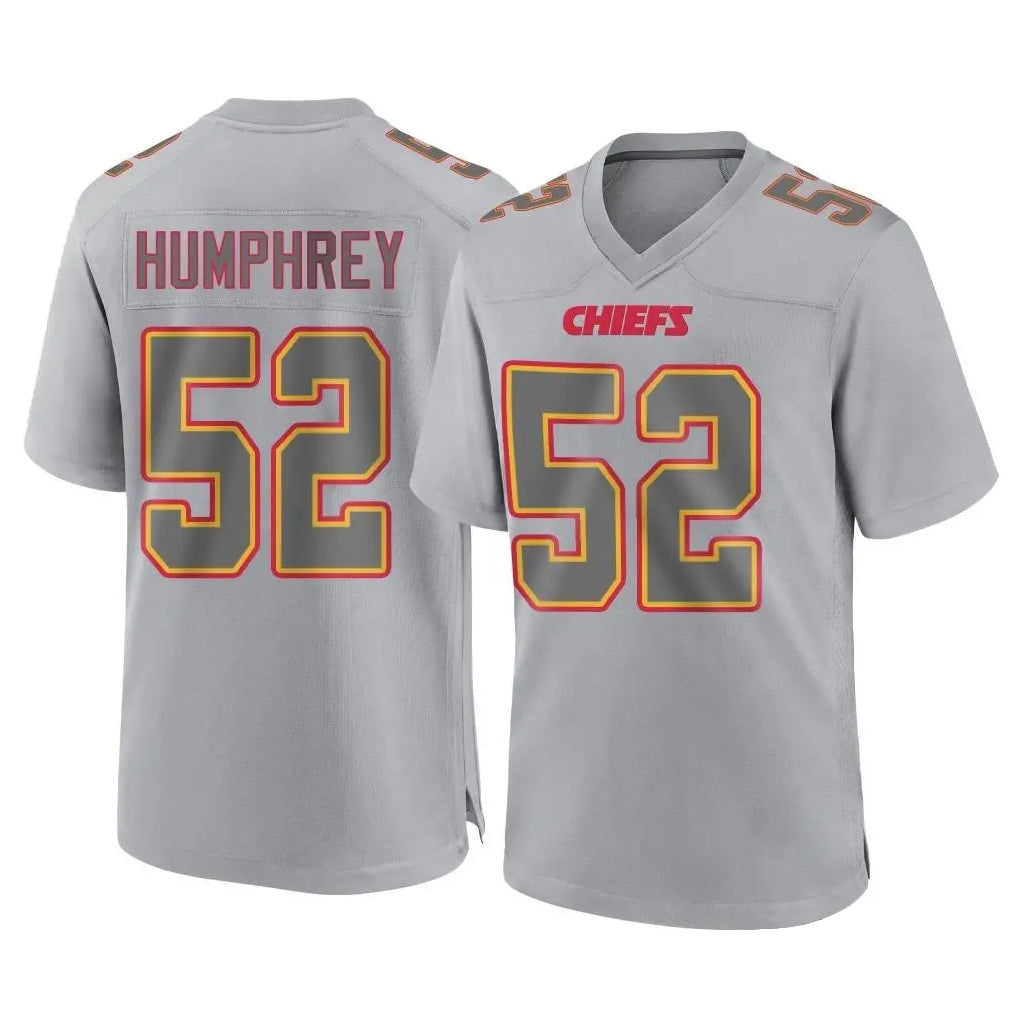 Kooe KC.Chiefs #52 Creed Humphrey Player Gray Atmosphere Fashion Game Stitched Jerseys