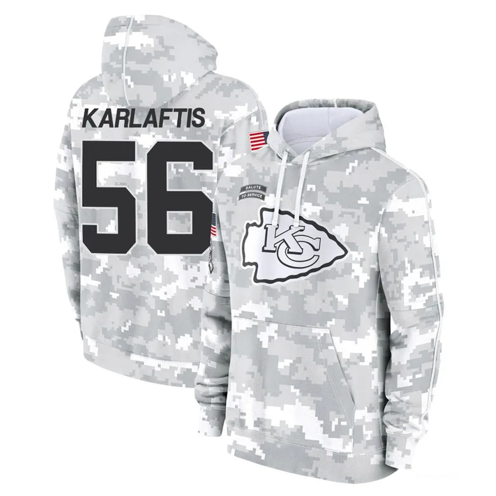 Kooe KC.Chiefs #56 George Karlaftis Player Arctic Camo Salute to Service Hoodies Limited Game Stitched Jerseys