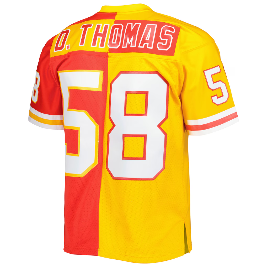Kooe KC.Chiefs #58 Derrick Thomas Mitchell & Ness RedGold 1994 Split Legacy Replica Stitched Puhic Jersey