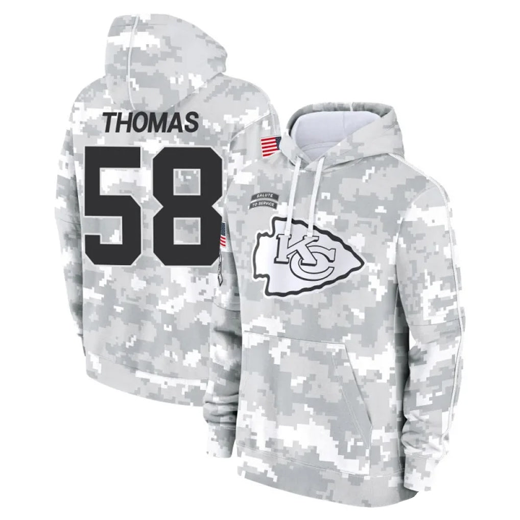 Kooe KC.Chiefs #58 Derrick Thomas Player Arctic Camo Salute to Service Hoodies Stitched Jerseys