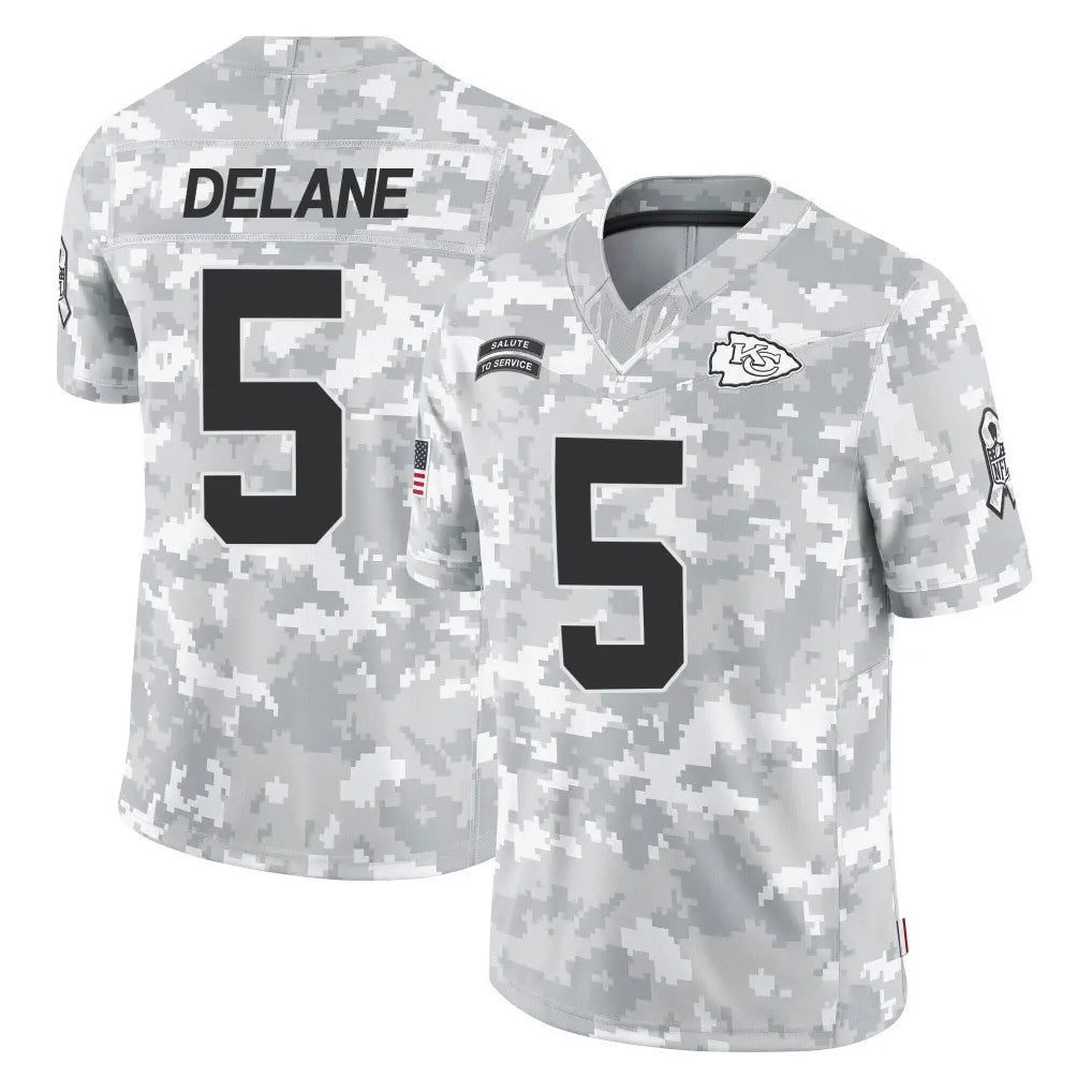 Kooe KC.Chiefs #5 Mansoor Delane Player Arctic Camo Salute To Service Limited Game Stitched Jerseys