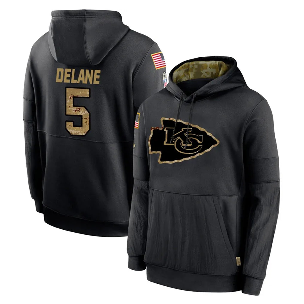 Kooe KC.Chiefs #5 Mansoor Delane Player Black Salute to Service Hoodies Limited Game Stitched Jerseys
