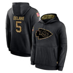 Kooe KC.Chiefs #5 Mansoor Delane Player Black Salute to Service Hoodies Limited Game Stitched Jerseys