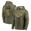 Kooe KC.Chiefs #5 Mansoor Delane Player Olive Salute to Service Pullover Hoodies Home Game Stitched Jerseys
