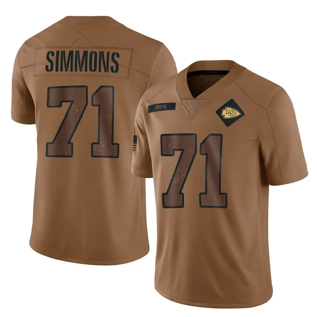 Kooe KC.Chiefs #71 Josh Simmons Player Brown Salute To Service Limited Stitched Jerseys