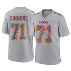 Kooe KC.Chiefs #71 Josh Simmons Player Gray Atmosphere Fashion Game Stitched Jerseys