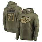 Kooe KC.Chiefs #71 Josh Simmons Player Olive Salute to Service Pullover Hoodies Home Game Stitched Jerseys