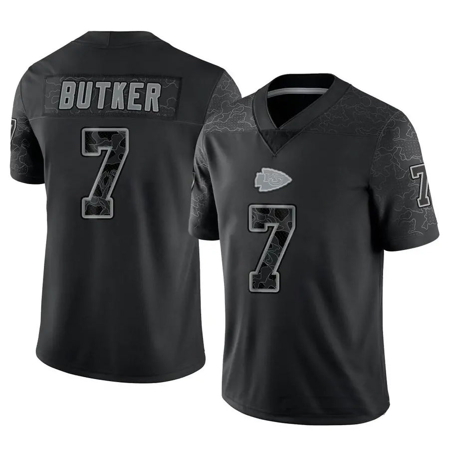 Kooe KC.Chiefs #7 Harrison Butker Player Black RFLCTV Limited Stitched Jerseys