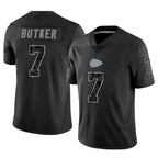 Kooe KC.Chiefs #7 Harrison Butker Player Black RFLCTV Limited Stitched Jerseys