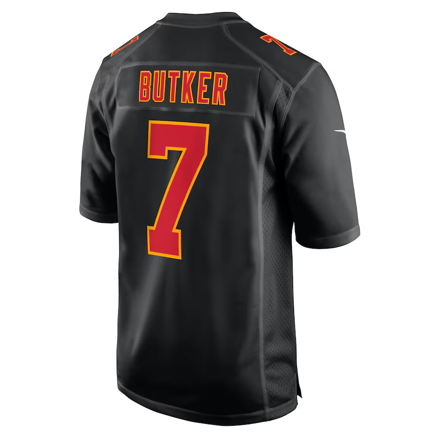 Kooe KC.Chiefs #7 Harrison Butker Player Carbon Black Fashion Game Stitched Jerseys
