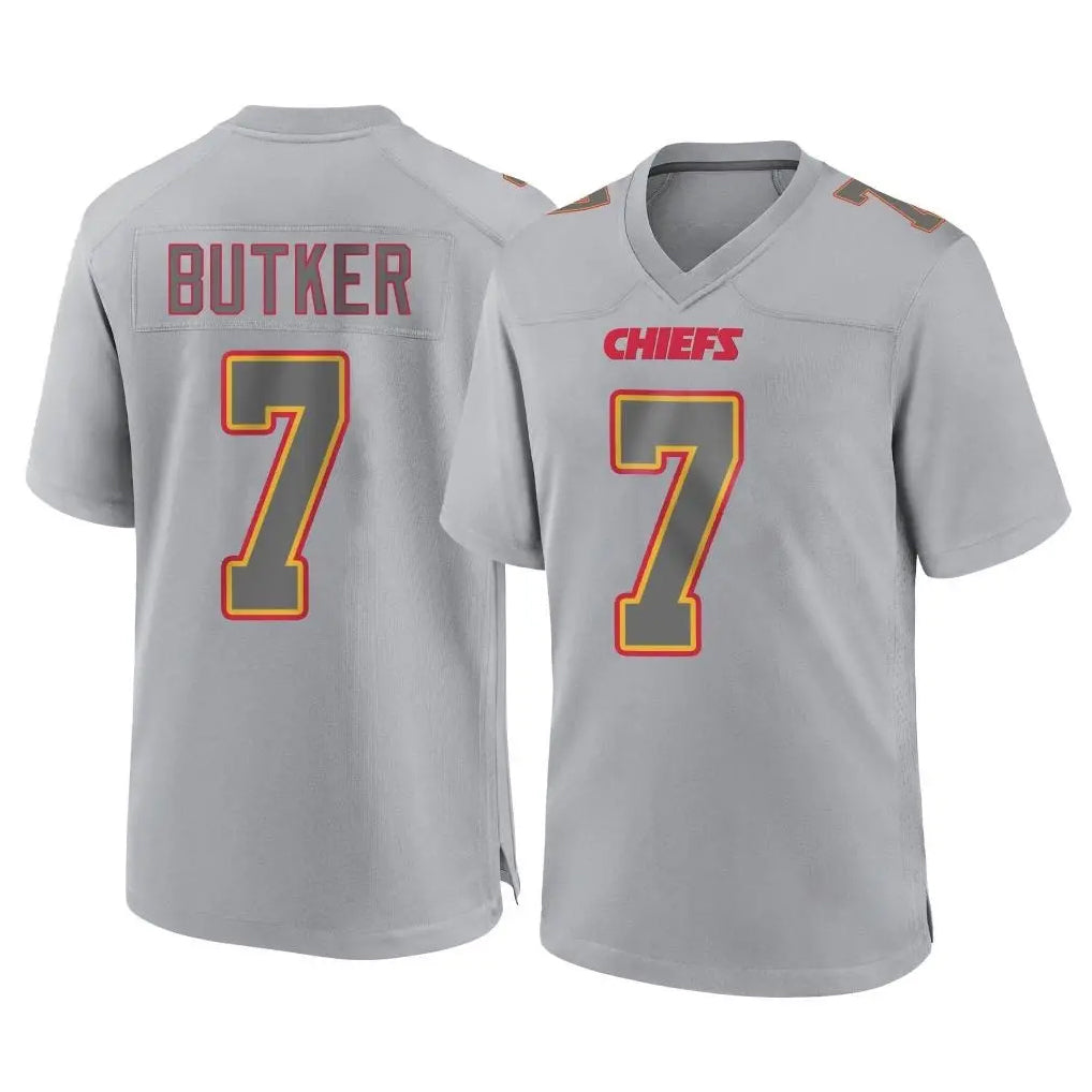 Kooe KC.Chiefs #7 Harrison Butker Player Gray Atmosphere Fashion Game Stitched Jerseys