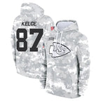 Kooe KC.Chiefs #87 Travis Kelce Player Arctic Camo Salute to Service Hoodies Stitched Jerseys