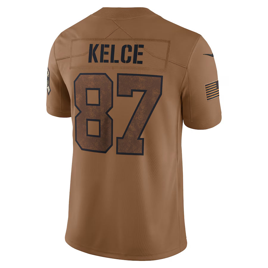 Kooe KC.Chiefs #87 Travis Kelce Player Brown Salute To Service Limited Stitched Jerseys