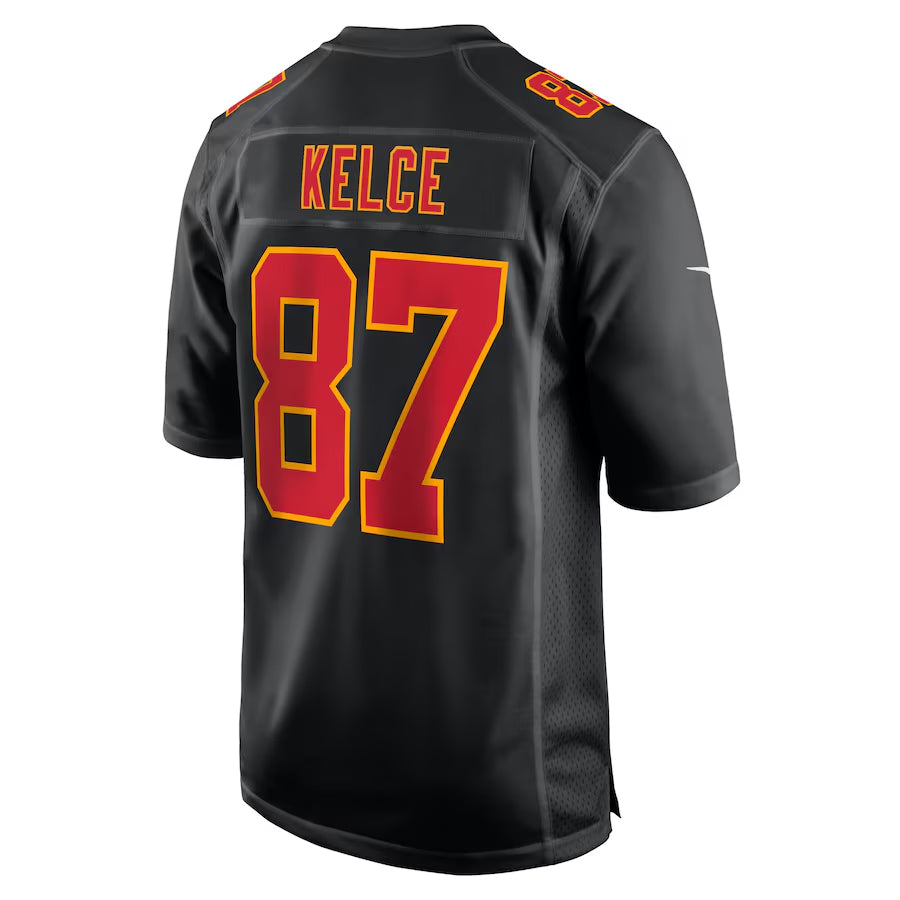 Kooe KC.Chiefs #87 Travis Kelce Player Carbon Black Fashion Game Stitched Jerseys