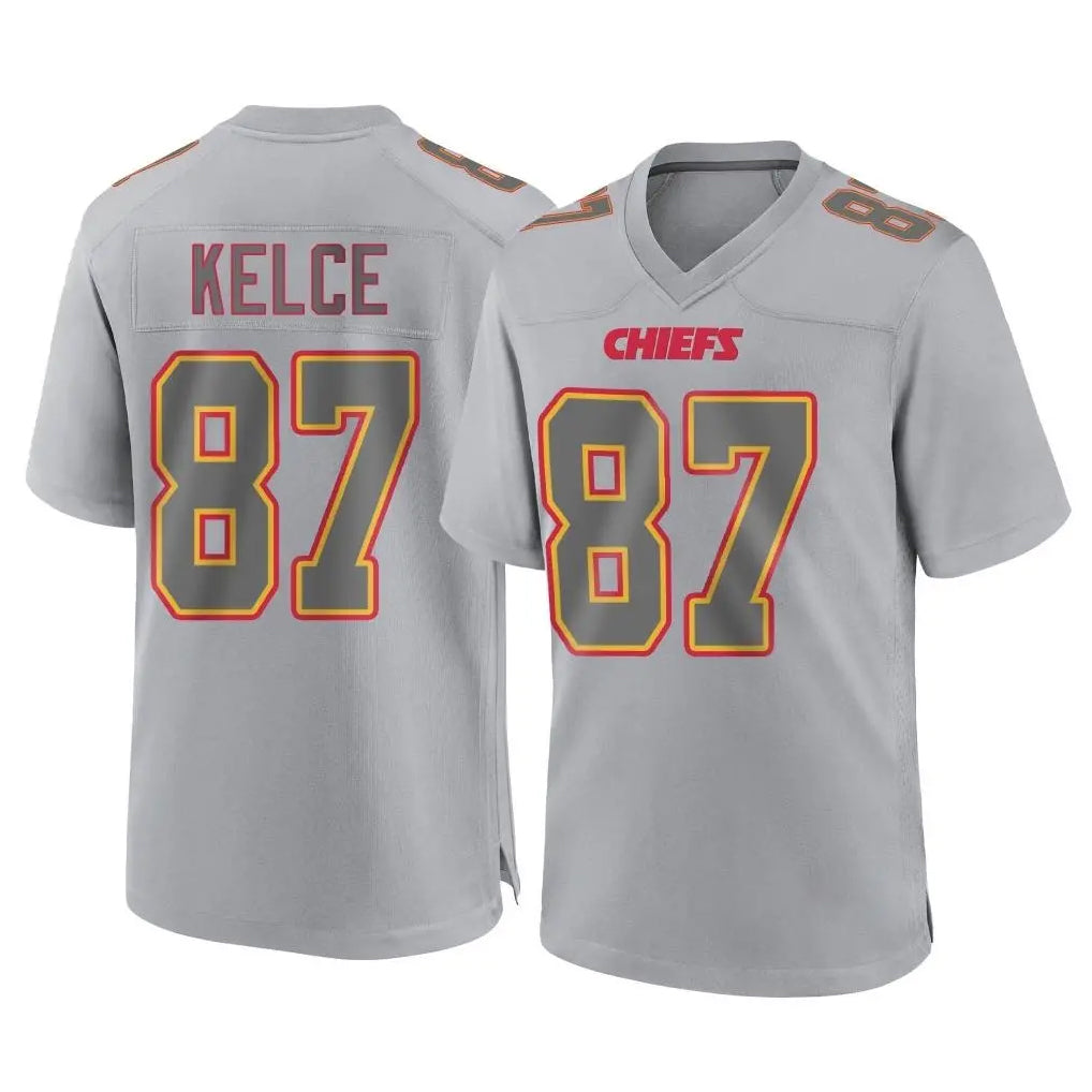 Kooe KC.Chiefs #87 Travis Kelce Player Gray Atmosphere Fashion Game Stitched Jerseys