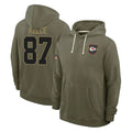 Kooe KC.Chiefs #87 Travis Kelce Player Olive Salute to Service Hoodies Stitched Jerseys