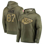 Kooe KC.Chiefs #87 Travis Kelce Player Salute to Service Limited Olive Hoodies Stitched Jerseys