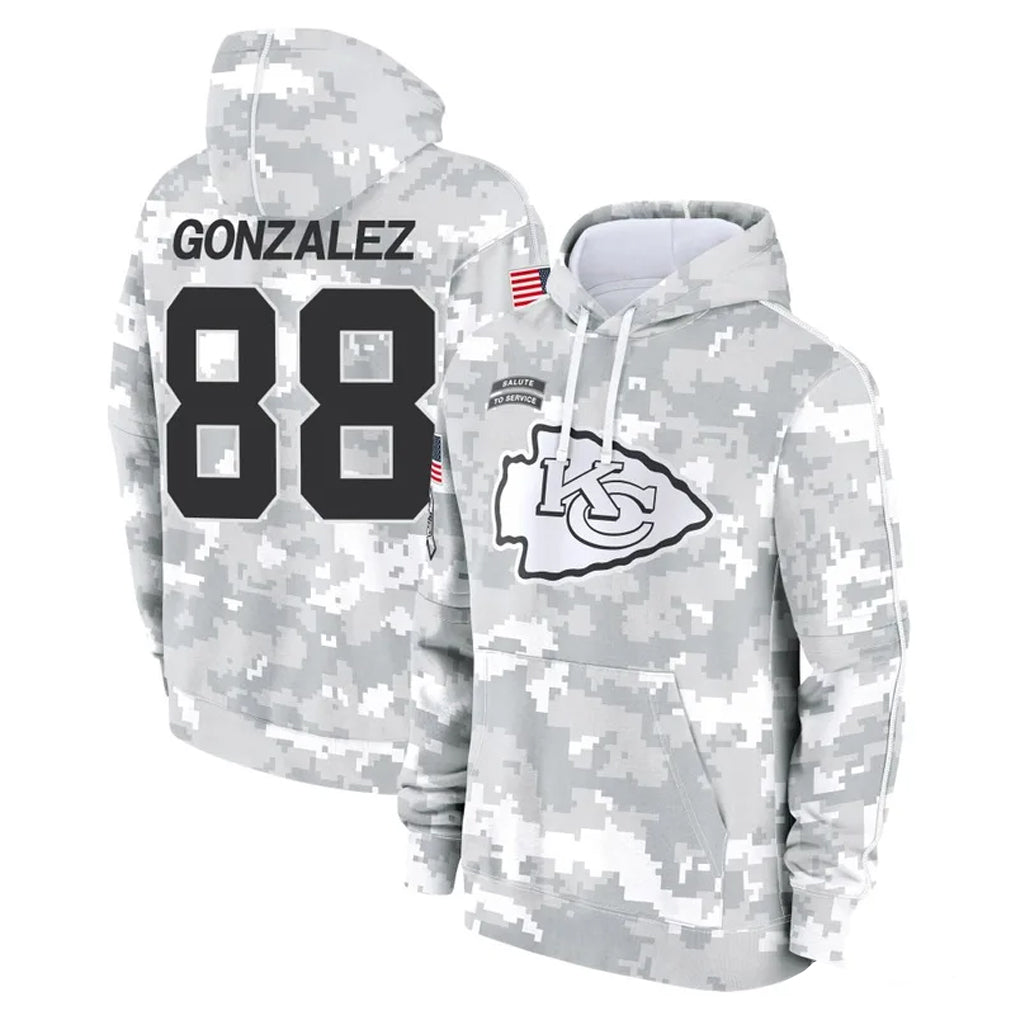 Kooe KC.Chiefs #88 Tony Gonzalez Player Arctic Camo Salute to Service Hoodies Limited Game Stitched Jerseys