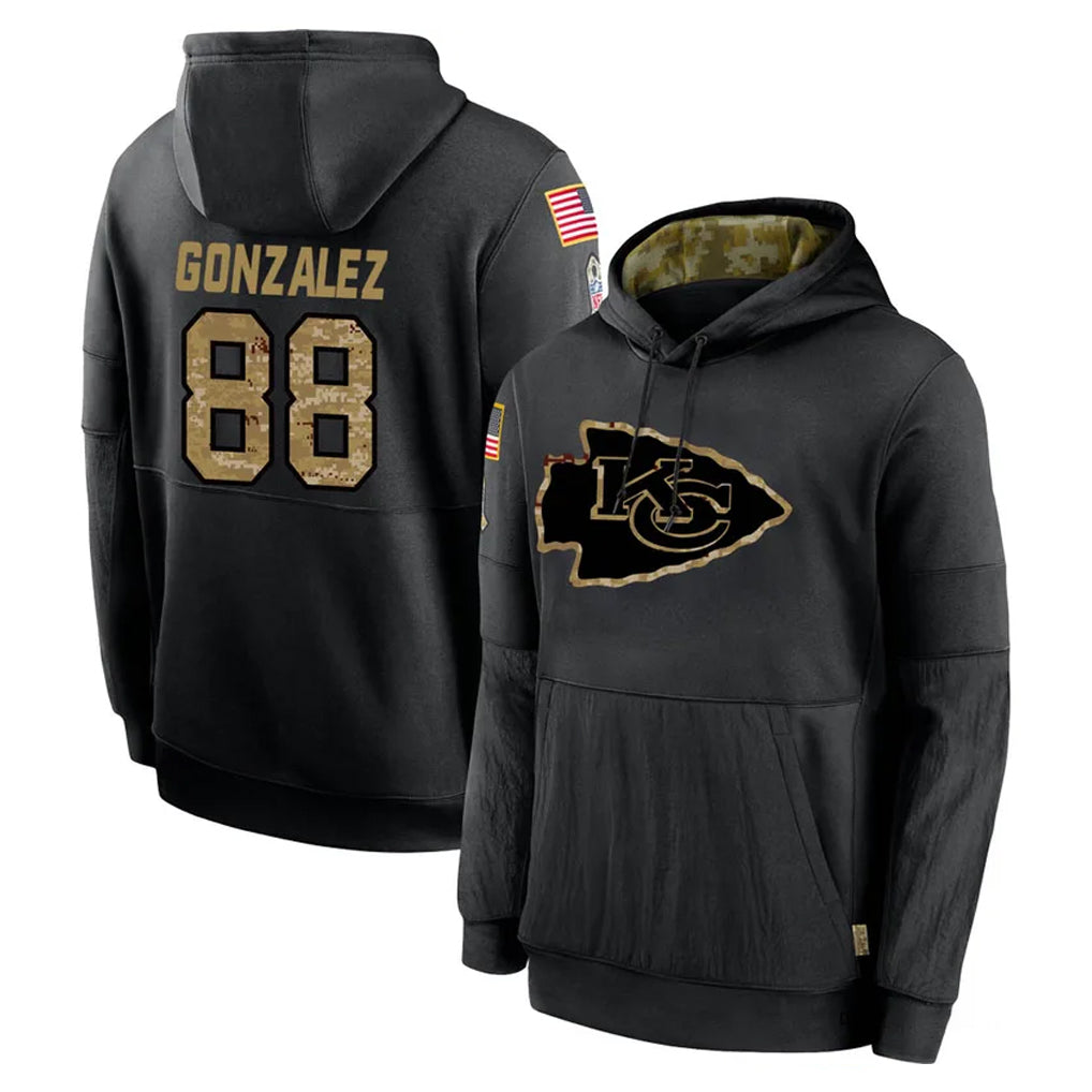 Kooe KC.Chiefs #88 Tony Gonzalez Player Black Salute to Service Hoodies Limited Game Stitched Jerseys