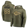 Kooe KC.Chiefs #88 Tony Gonzalez Player Olive Salute to Service Pullover Hoodies Home Game Stitched Jerseys