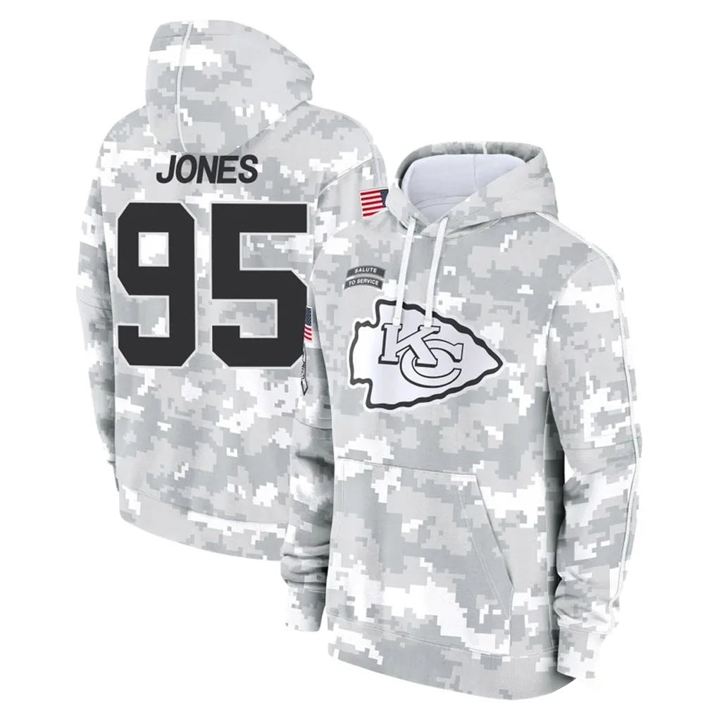 Kooe KC.Chiefs #95 Chris Jones Player Arctic Camo Salute to Service Hoodies Limited Game Stitched Jerseys