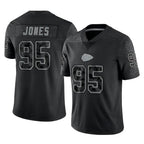 Kooe KC.Chiefs #95 Chris Jones Player Black Limited Reflective Game Stitched Jerseys