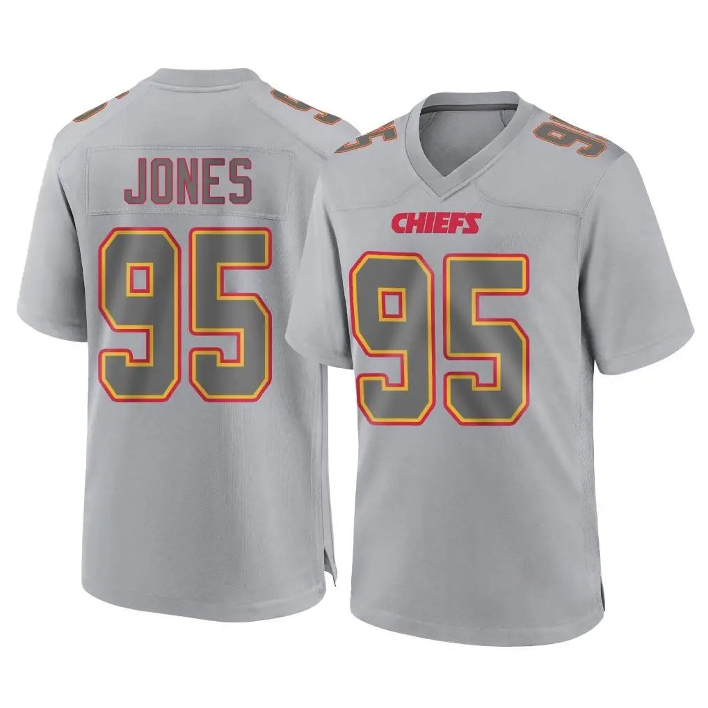 Kooe KC.Chiefs #95 Chris Jones Player Gray Atmosphere Fashion Game Stitched Jerseys